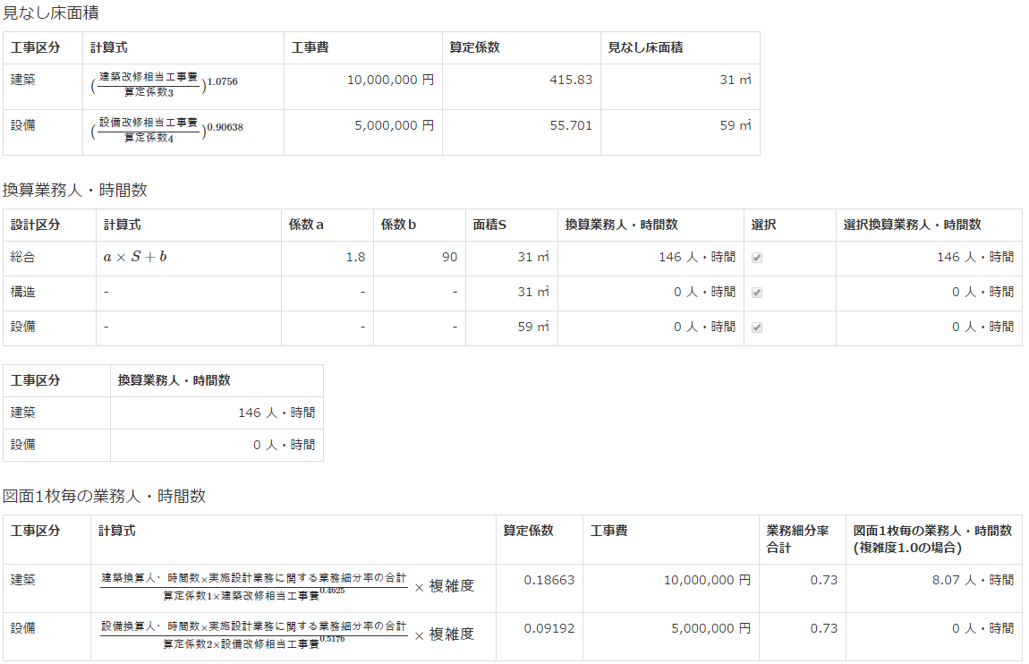 一般改修（工事一式入力）結果画面